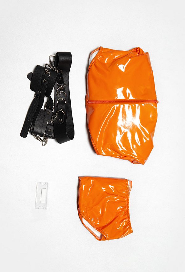 Sexy Traje de Prisionero Naranja con Cremallera con Pantalones Cortos y Cinturón Sexy Traje de Prisionero Naranja con Cremallera con Pantalones Cortos y Cinturón