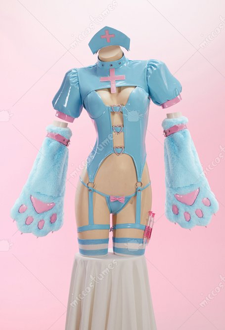 Sexy gran garra estilo enfermera Outfit corte Corset Top y chaqueta Bolero con tanga y garras