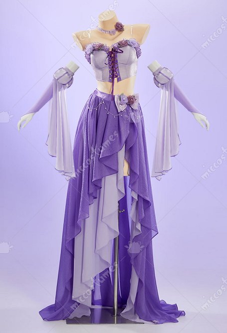 El derivado de pelo largo de la princesa Cosplay Sexy traje de traje estilo de danza tubo superior y falda en capas con mangas y estrangul