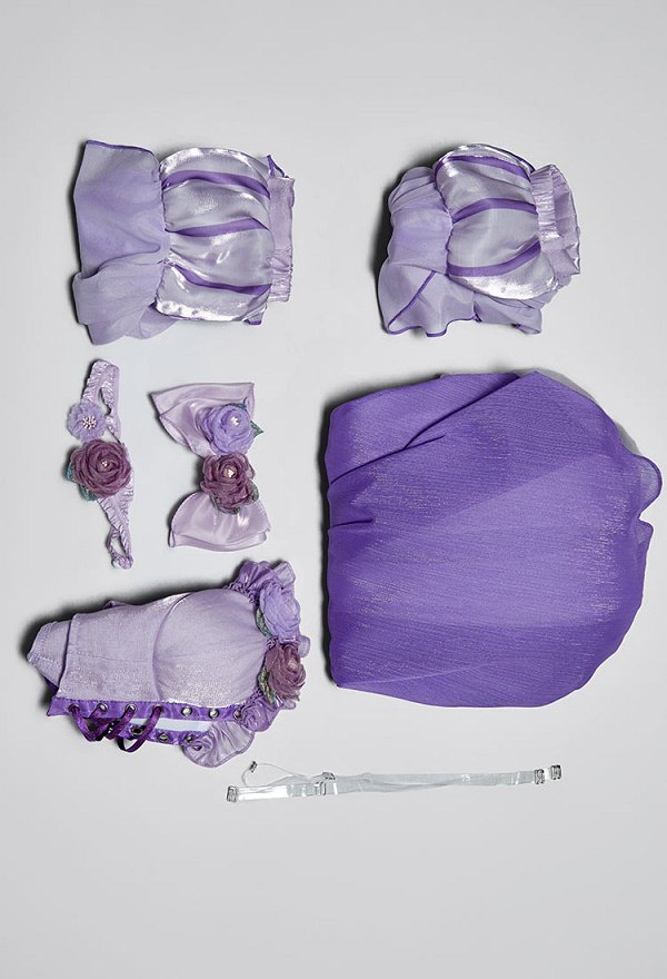 El derivado de pelo largo de la princesa Cosplay Sexy traje de traje estilo de danza tubo superior y falda en capas con mangas y estrangul