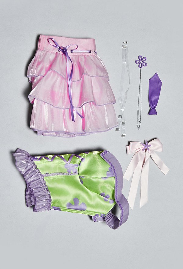 Bob Esponja y Patrick Star Derivado Disfraz de Cosplay Sexy Impresión Floral Corset Cinched y falda de pastel con corbata