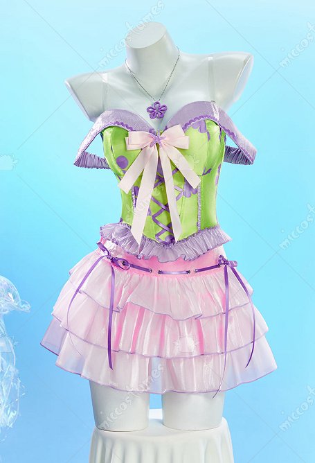 Bob Esponja y Patrick Star Derivado Disfraz de Cosplay Sexy Impresión Floral Corset Cinched y falda de pastel con corbata