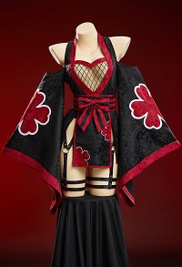 Ninja Derivative Sexy Outfit Wide-Sleeved Kimono Dress with Obi Belt and Socks