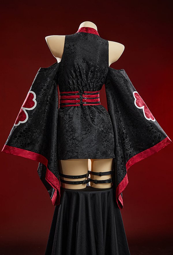 Ninja Derivative Sexy Outfit Wide-Sleeved Kimono Dress with Obi Belt and Socks