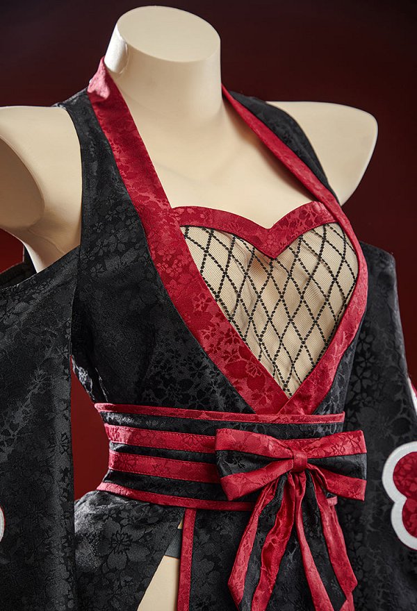 Ninja Derivative Sexy Outfit Wide-Sleeved Kimono Dress with Obi Belt and Socks