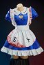 Alice Derivative Sexy Halloween Costume Puff-sleeved Dress with Bloodstain Print Apron and Stockings