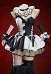Arte derivado de Halloween Sexy Corset Vestido Conjunto Blanco y Negro Color-bloqueado Off-hombro Top y falda con guantes y cuello