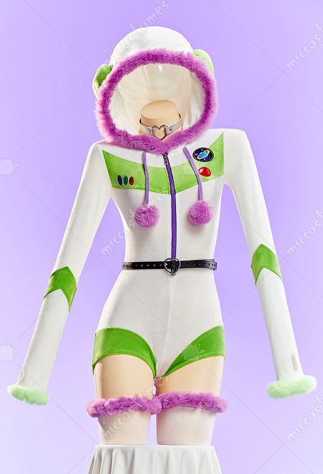 Toy Derivative Sexy Romper Plüsch Bodysuit Kapuzenbody mit Gürtel Strümpfen