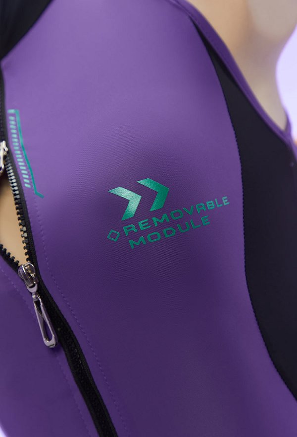 Cyber Style Langer Sportsanzug Ärmelloser Rückenfreier Reißverschluss Yoga Bodysuit nur Bodysuit