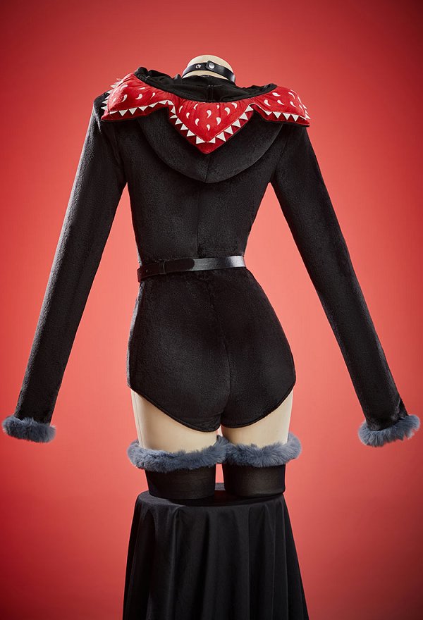 Stranger Things Petal-Head Derivative Sexy Cosplay Disfraz de peluche romper con capucha con cinturón y medias Stranger Things Petal-Head Derivative Sexy Cosplay Disfraz de peluche romper con capucha con cinturón y medias