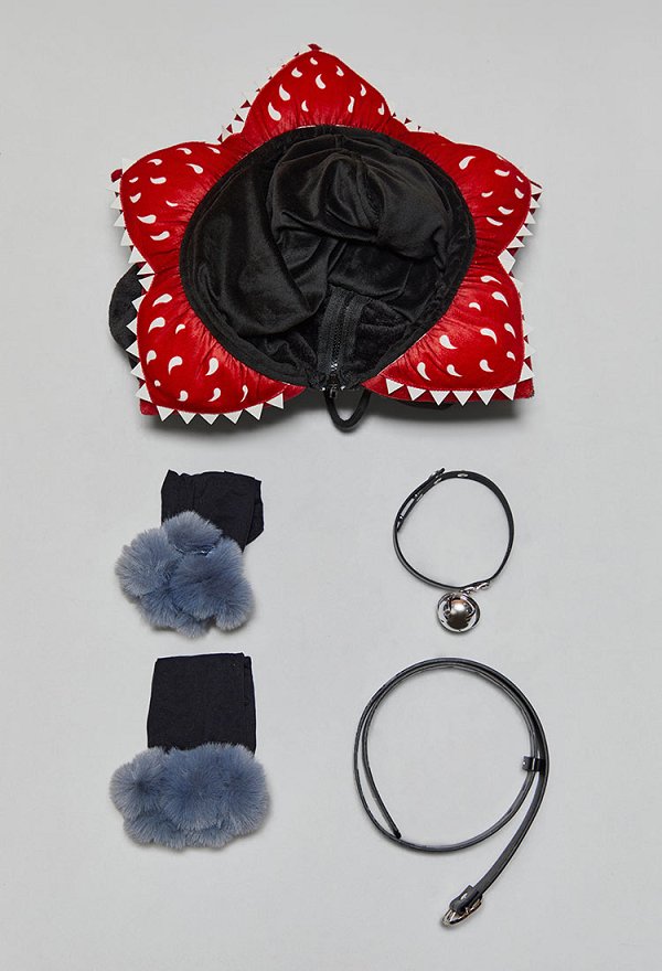 Stranger Things Petal-Head Derivative Sexy Cosplay Disfraz de peluche romper con capucha con cinturón y medias Stranger Things Petal-Head Derivative Sexy Cosplay Disfraz de peluche romper con capucha con cinturón y medias