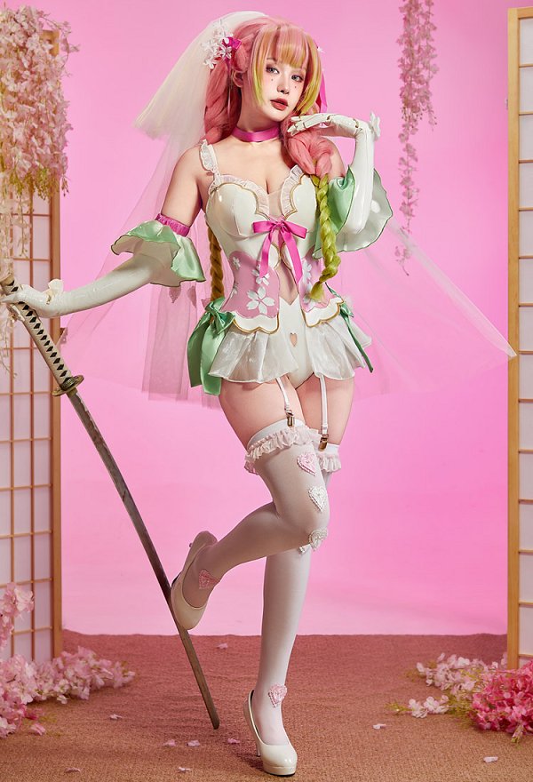 Mobbunny x Princess_Ailish Love Sexy Bridal Outfit Cutout Bodysuit with Veil and Gloves