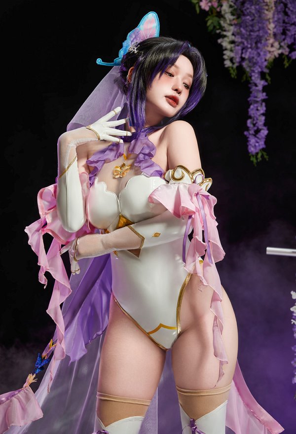 Mobbunny x Princess_Ailish KNY Shinobu tenue de mariée body dos nu avec voile et rubans Mobbunny x Princess_Ailish KNY Shinobu tenue de mariée body dos nu avec voile et rubans