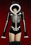 Mono de Felpa Sexy de Invierno con Capucha con Estampado de Calavera Blanco y Negro de Halloween