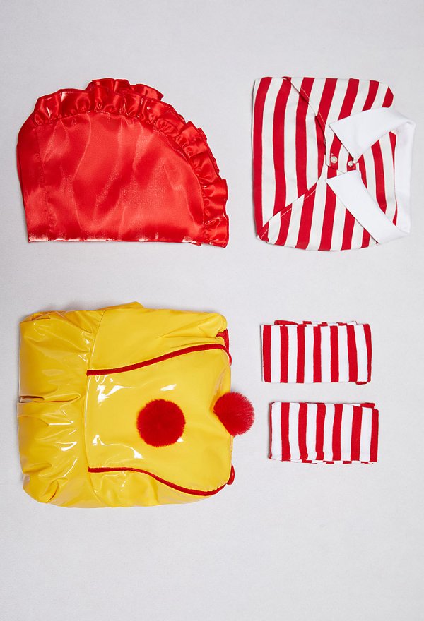 Joker Derivative Sexy Waitress Outfit Pinafore Dress and Red White Striped Crop Top with Apron
