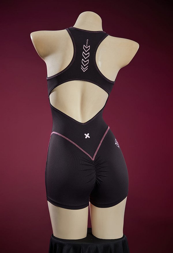 Sexy Cyber-style Short Sportswear Yoga Jumpsuit Suspender Printed Bodysuit (Only Bodysuit)