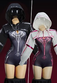 Mechanical-style Spider Print Sportswear Yoga Outfit Long-sleeved Zip-up Bodysuit with Short Jacket