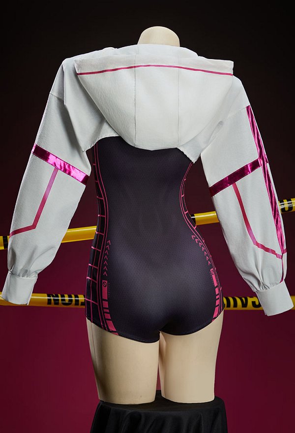 Mechanical-style Spider Print Sportswear Yoga Outfit Long-sleeved Zip-up Bodysuit with Short Jacket