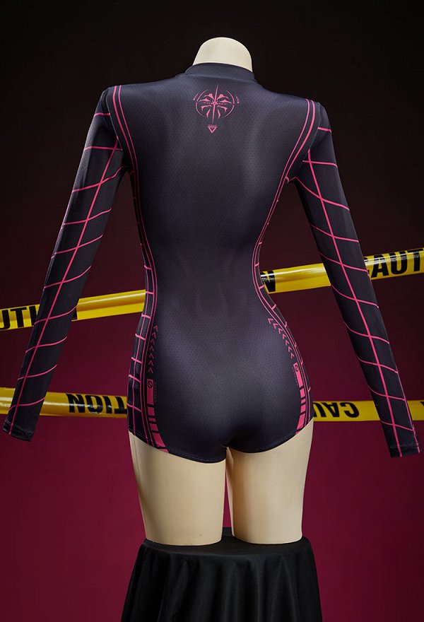 Mechanical-style Spider Print Sportswear Yoga Outfit Long-sleeved Zip-up Bodysuit with Short Jacket