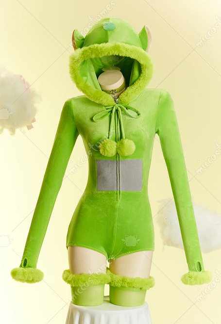 Teletubbies Derivative Sexy Strampler Bodysuit Plüsch Kapuzenbody mit Kopfbedeckung und Strümpfen