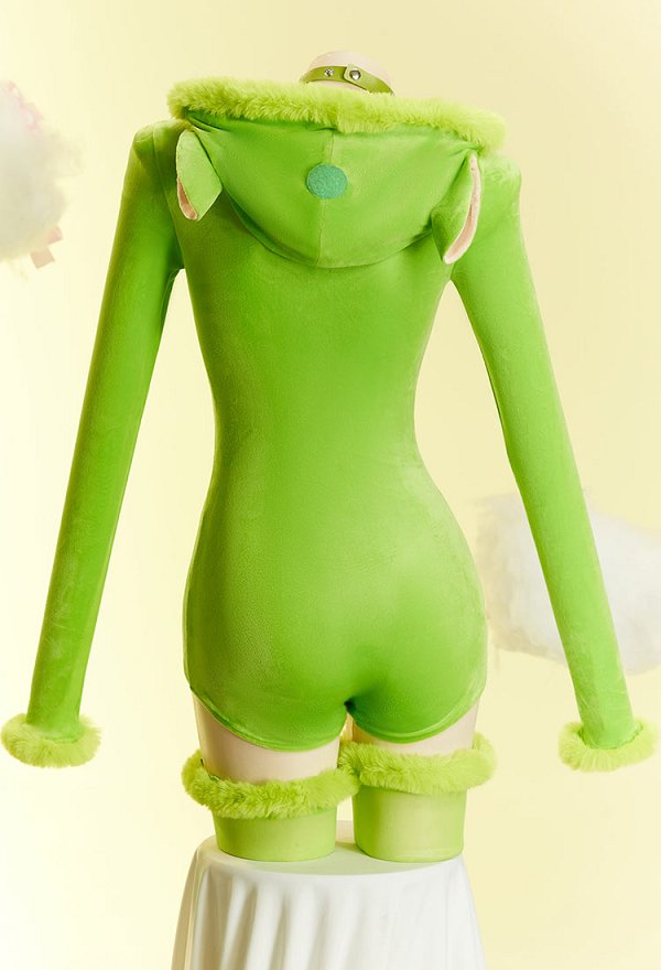 Teletubbies Derivative Sexy Strampler Bodysuit Plüsch Kapuzenbody mit Kopfbedeckung und Strümpfen