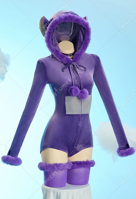 Combinaison en Peluche à Capuche Dérivée des Teletubbies Combishort Sexy avec Coiffe et Bas