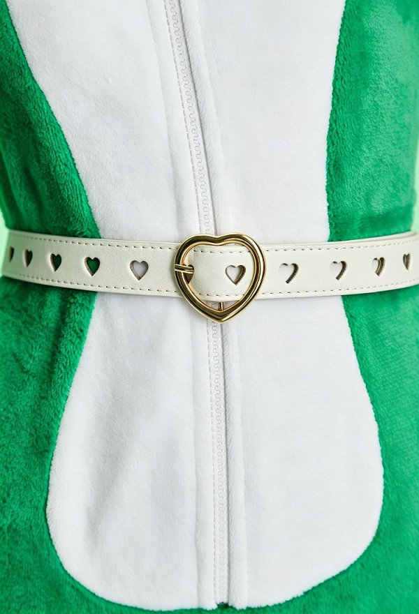 Yoshi Derivative Sexy Cosplay Costume Plush Romper Hooded Bodysuit with Belt and Tail