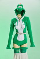 Yoshi Derivative Sexy Cosplay Costume Plush Romper Hooded Bodysuit with Belt and Tail Yoshi Derivative Sexy Cosplay Costume Plush Romper Hooded Bodysuit with Belt and Tail