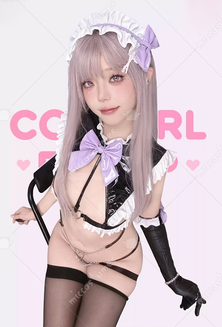 Sexy Maid Outfit Rüschenoberteil Cut-out Höschen Haarband und Handschuhe