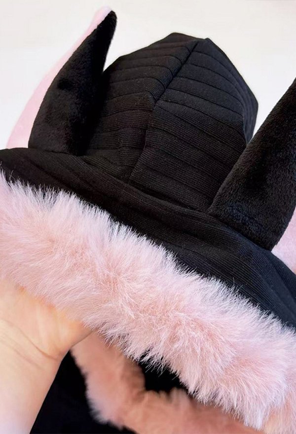 Sexy Katzen Outfit Bodysuit Kapuze Cut-out Kawaii Katzenpfoten BH Schwanz