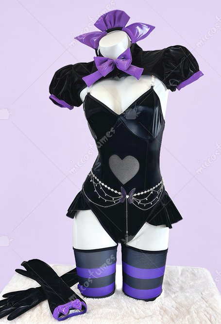 Tenue sexy de style gothique body à épaules dénudées avec découpe en forme de cœur boléro à manches bouffantes et bandeau
