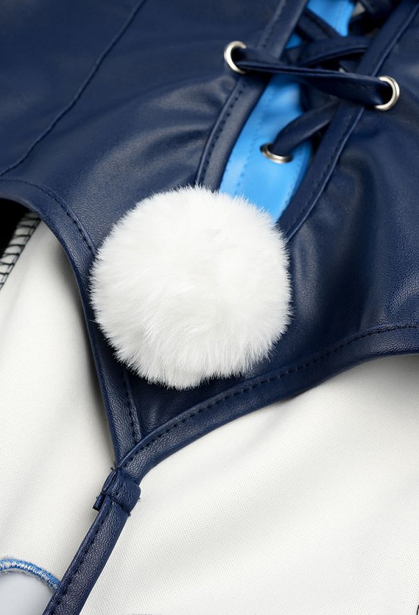 Sexy Bunny Girl Farbblock Bodysuit tiefem V-Ausschnitt Neckholder Stirnband und Ärmeln