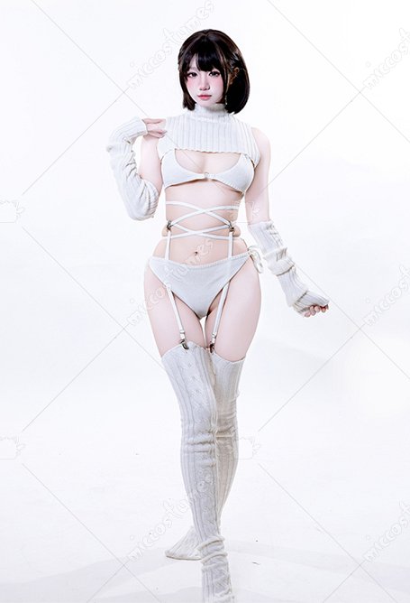 Sexy Strickoutfit BH und Höschen Binden Strick Unterhemd und Strümpfe
