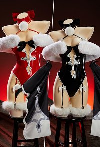 Mobbunny x Princess_Ailish Christmas No.2 Type B Set Body Sexy con Cuello Halter con Mangas y Chal de Piel Sintética