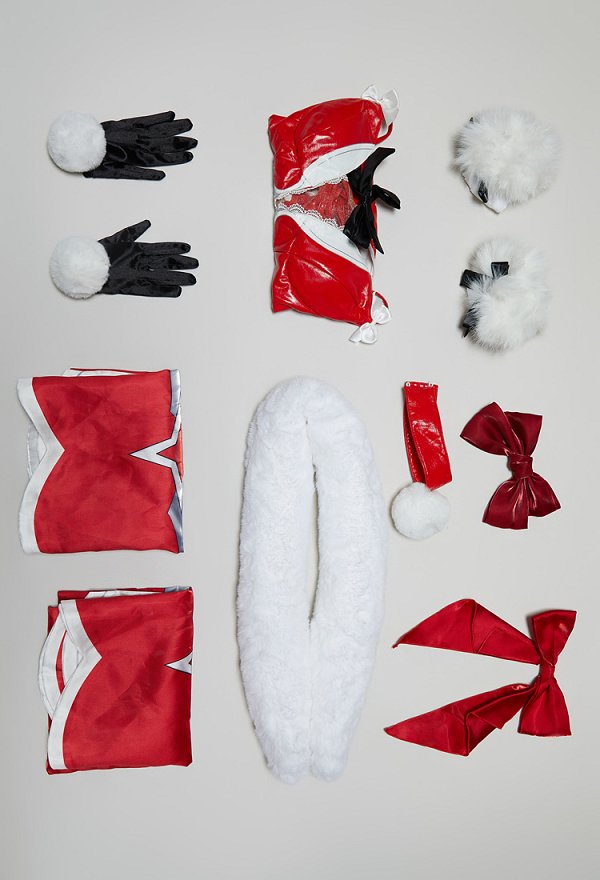 Mobbunny x Princess_Ailish Weihnachts No.2 Type B Set sexy Neckholder Bodysuit mit Ärmeln und Kunstpelzbesatz Mobbunny x Princess_Ailish Weihnachts No.2 Type B Set sexy Neckholder Bodysuit mit Ärmeln und Kunstpelzbesatz