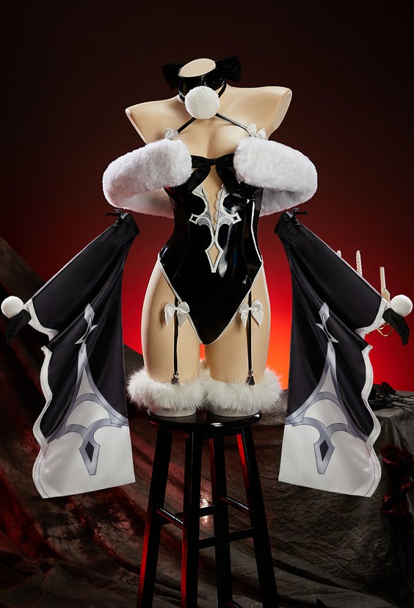 Mobbunny x Princess_Ailish Christmas No.2 Type B Set Sexy Halter Bodysuit with Sleeves and Faux Fur Wrap