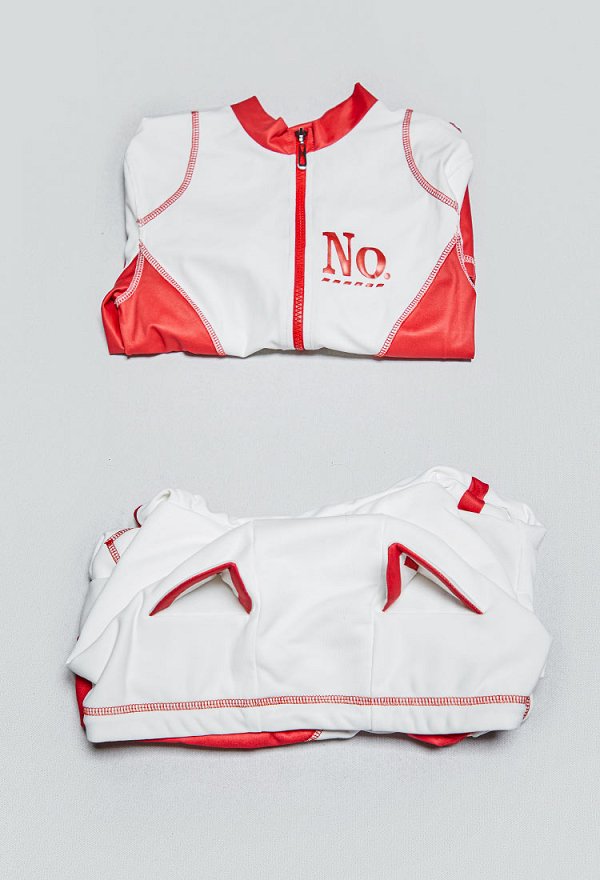 Conjunto de Cosplay de Yoga y Ropa Deportiva Sexy de Estilo Cyberpunk Derivado de Anime Body con Bloques de Color Blanco y Rojo con Chaqueta Corta con Capucha Conjunto de Cosplay de Yoga y Ropa Deportiva Sexy de Estilo Cyberpunk Derivado de Anime Body con Bloques de Color Blanco y Rojo con Chaqueta Corta con Capucha