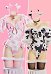 Sexy Plush Jumpsuit Outfit Cow Print High Slit Bodysuit Short Cape and Headband