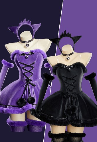 Sexy Christmas Plush Suit Winter Strapless Dress with Headband and Gloves