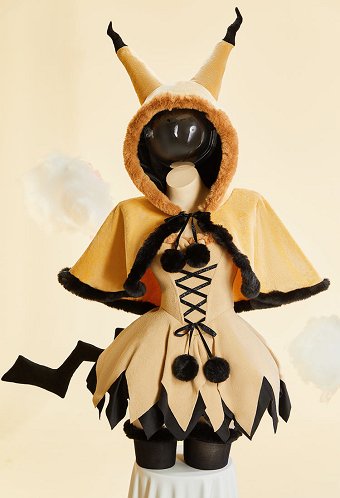 PM Derivative Winter Christmas Plush Sexy Cosplay Costume Strapless Dress with Cape and Gloves
