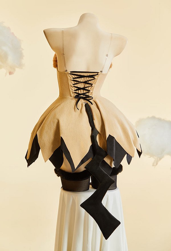 Conjunto de Cosplay de Felpa Sexy de Navidad e Invierno Derivado de PM con Vestido sin Hombros con Capa y Guantes