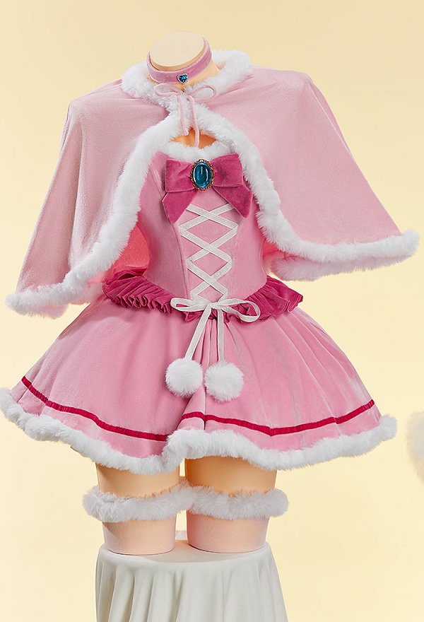 Princess Derivative Sexy Winter Plush Christmas Outfit Strapless Dress and Cape Choker and Gloves