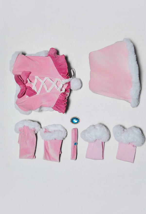 Princess Derivative Sexy Winter Plush Christmas Outfit Strapless Dress and Cape Choker and Gloves