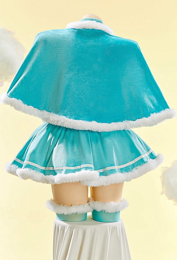 Princess Derivative Sexy Winter Plush Christmas Outfit Strapless Dress and Cape Choker and Gloves