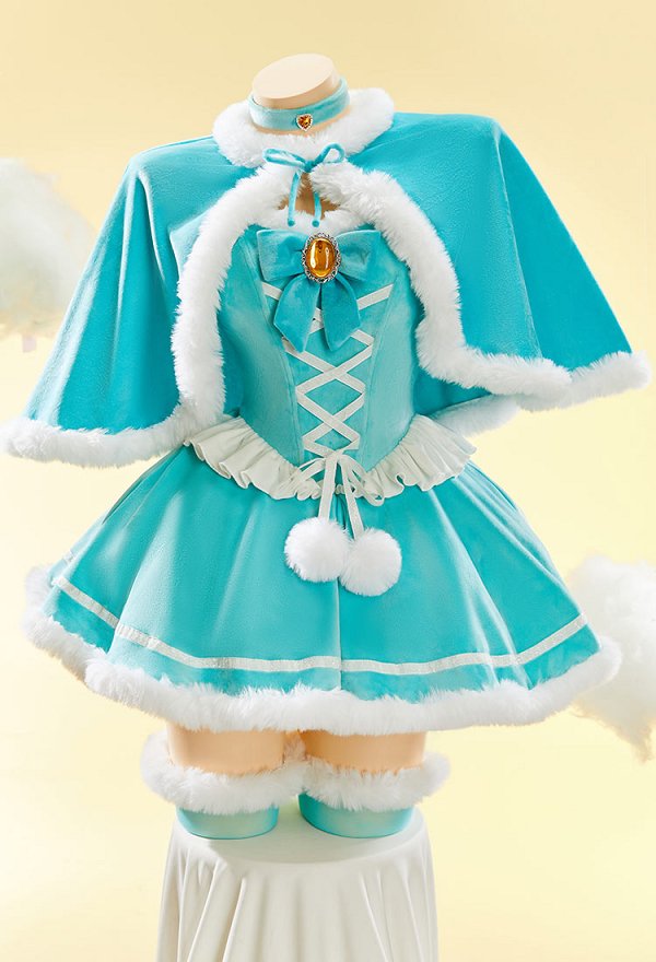 Princess Derivative Sexy Winter Plush Christmas Outfit Strapless Dress and Cape Choker and Gloves