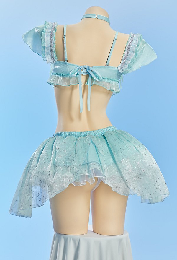 Princess Daisy & Rosalina Derivative Music Festival Sexy Cosplay Costume Ruffled Crop Top and Skirt with Panty and Gloves