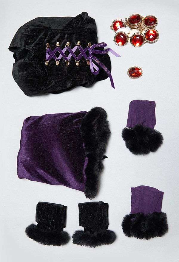 Conjunto de Cosplay de Felpa Sexy de Navidad e Invierno Derivado de Raven con Vestido de Terciopelo sin Hombros con Capa con Capucha y Mangas
