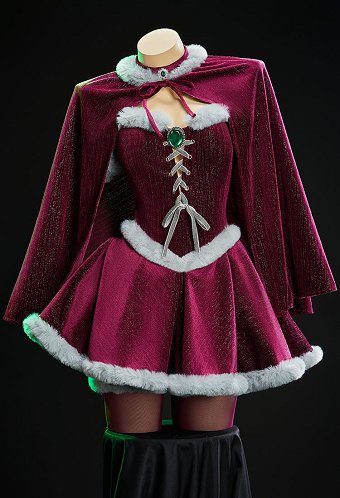 Female Superhero Starfire Derivative Sexy Winter Christmas Cosplay Plush Outfit Suspender Velvet Dress with Cape and Stockings