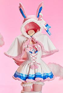 PM Derivative Sexy Cosplay Costume Winter Christmas Plush Set Strapless Dress with Cape and Tail
