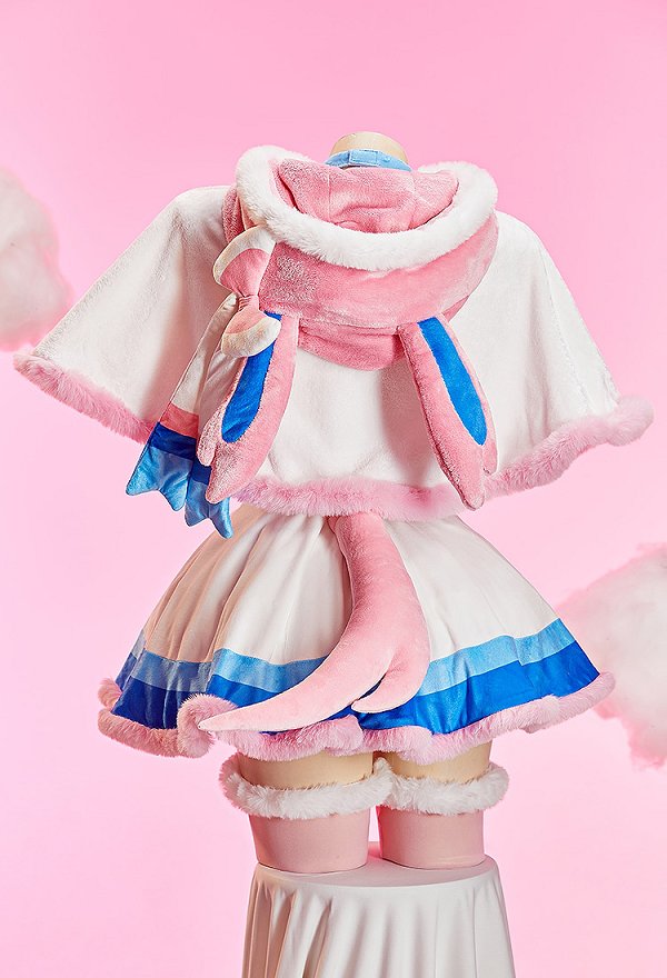PM Derivative Sexy Cosplay Costume Winter Christmas Plush Set Strapless Dress with Cape and Tail